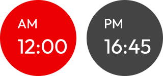 AM12:00 または PM16:45